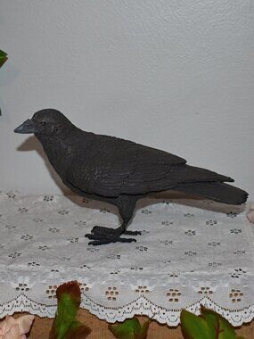 Realistic Resin Black Crow Bird Rustic Gothic Fall Halloween Decor